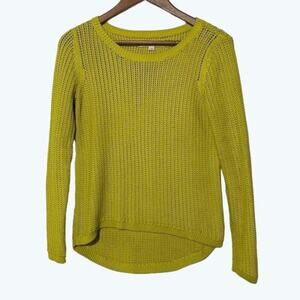 Ann Taylor Loft Sweater Women's Size Small Lime Green Knit Hi-Lo Hem